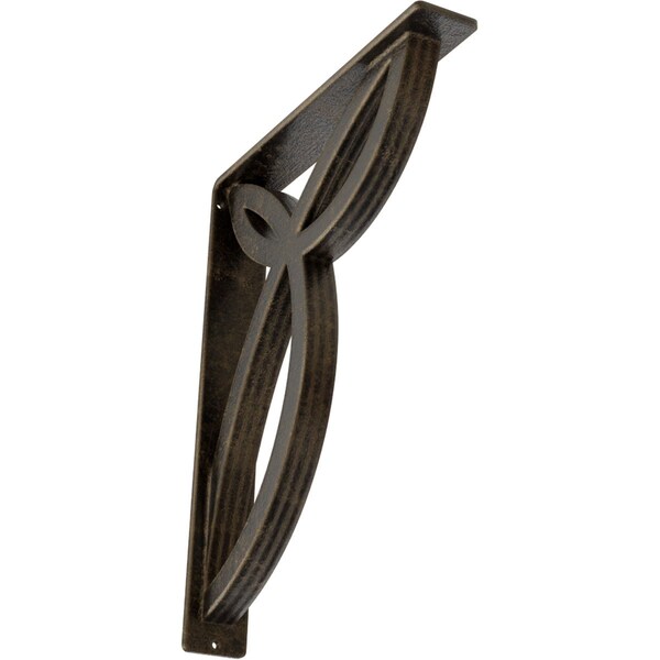 Ekena Millwork Versailles Wrought Iron Bracket, (Triple center brace), Antiqued Pale Gold 2"W x 12"D x 15"H BKTM02X12X15TVEAPG - main